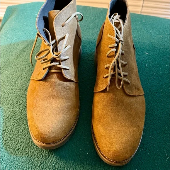 Men's Brown Suede Lace-Up Chukka Boots - Waxed Leather - Picture 12 of 14